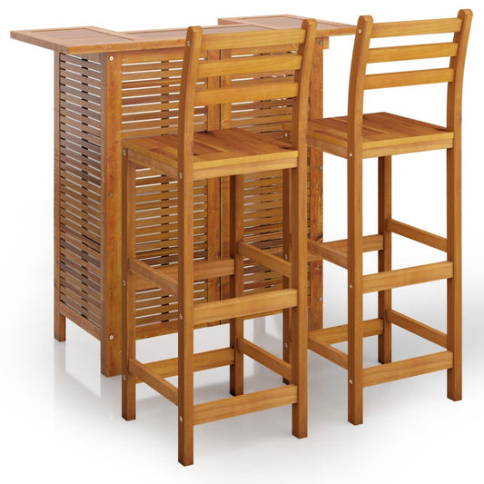vidaXL Garden Bar Set | Natural Wood | Solid Acacia Wood | Compact | Footrest