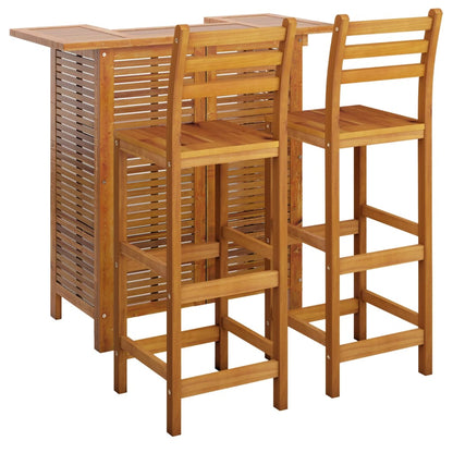 vidaXL Garden Bar Set | Natural Wood | Solid Acacia Wood | Compact | Footrest
