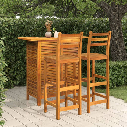 vidaXL Garden Bar Set | Natural Wood | Solid Acacia Wood | Compact | Footrest