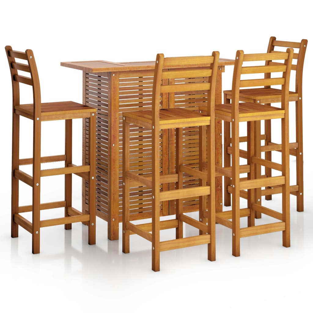 vidaXL Garden Bar Set | Brown | Solid Acacia wood | Medium | Footrest