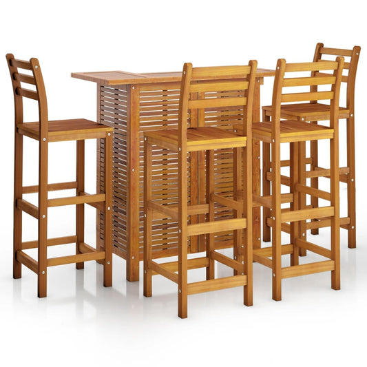 vidaXL Garden Bar Set | Brown | Solid Acacia wood | Medium | Footrest
