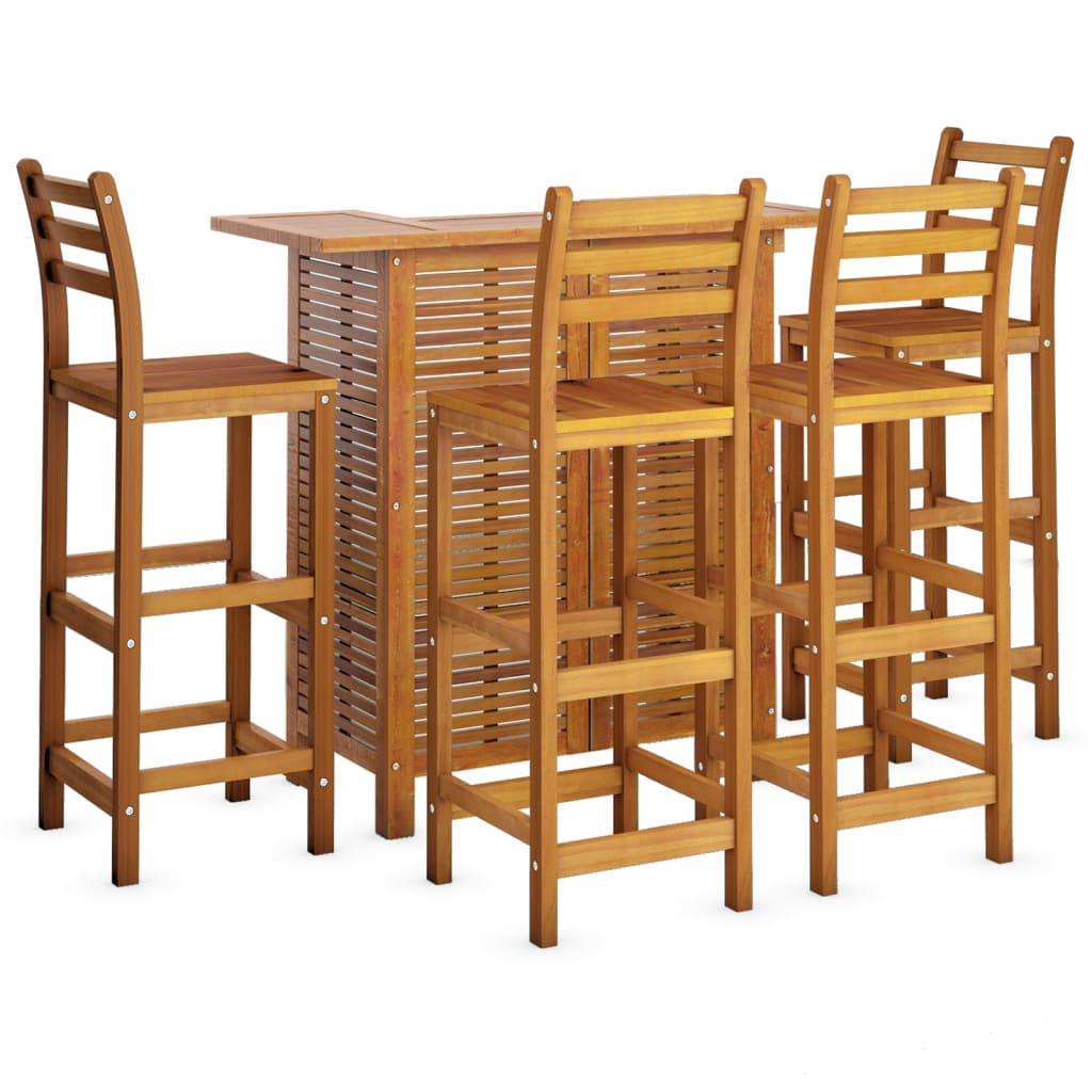 vidaXL Garden Bar Set | Brown | Solid Acacia wood | Medium | Footrest