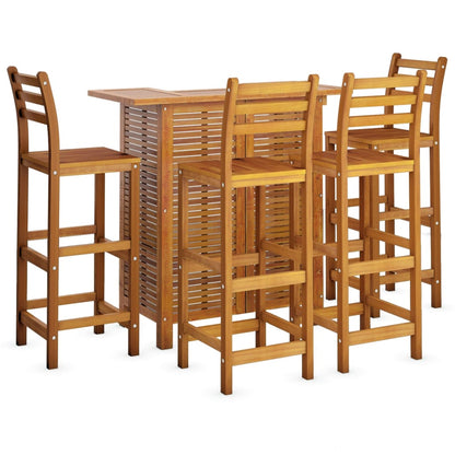 vidaXL Garden Bar Set | Brown | Solid Acacia wood | Medium | Footrest