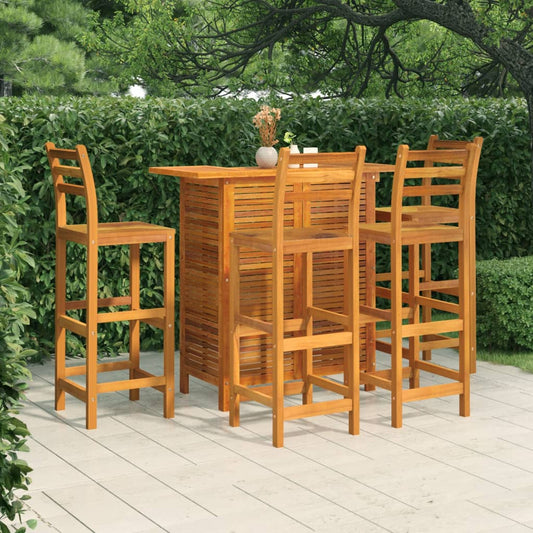 vidaXL Garden Bar Set | Brown | Solid Acacia wood | Medium | Footrest