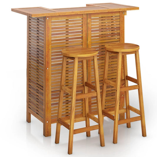 vidaXL Garden Bar Set | Natural wood | Solid Acacia wood | 3 Piece Set