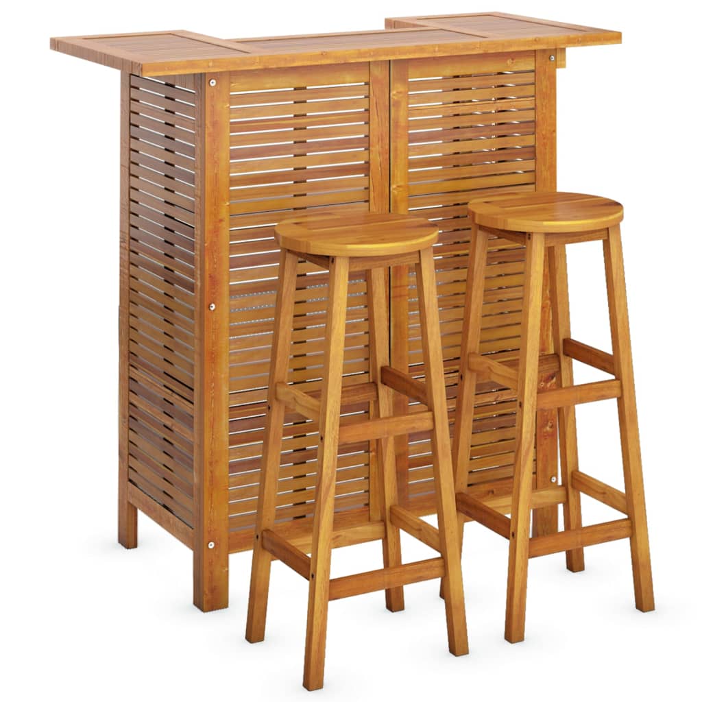 vidaXL Garden Bar Set | Natural wood | Solid Acacia wood | 3 Piece Set