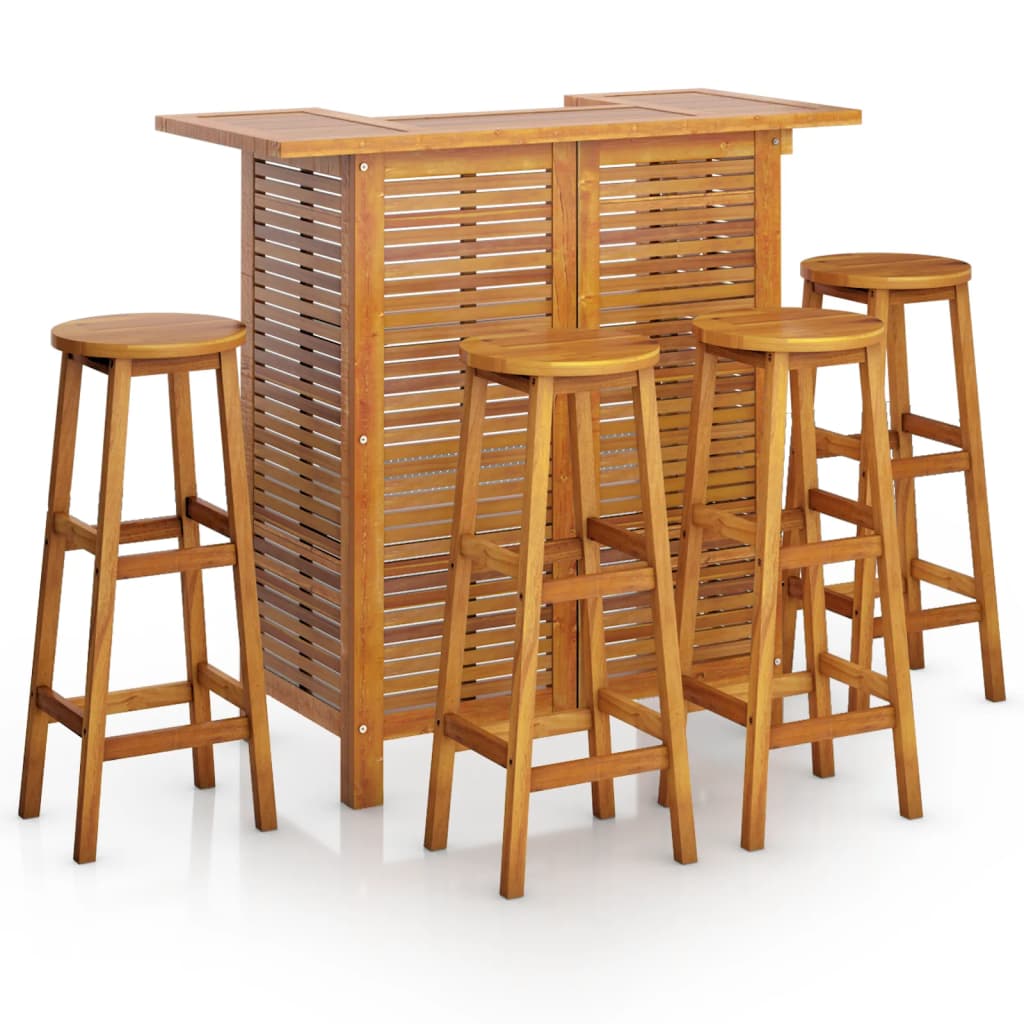 vidaXL Garden Bar Set | Natural wood | Solid Acacia wood | Standard | Footrest