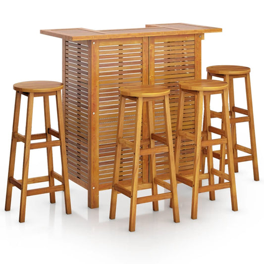 vidaXL Garden Bar Set | Natural wood | Solid Acacia wood | Standard | Footrest