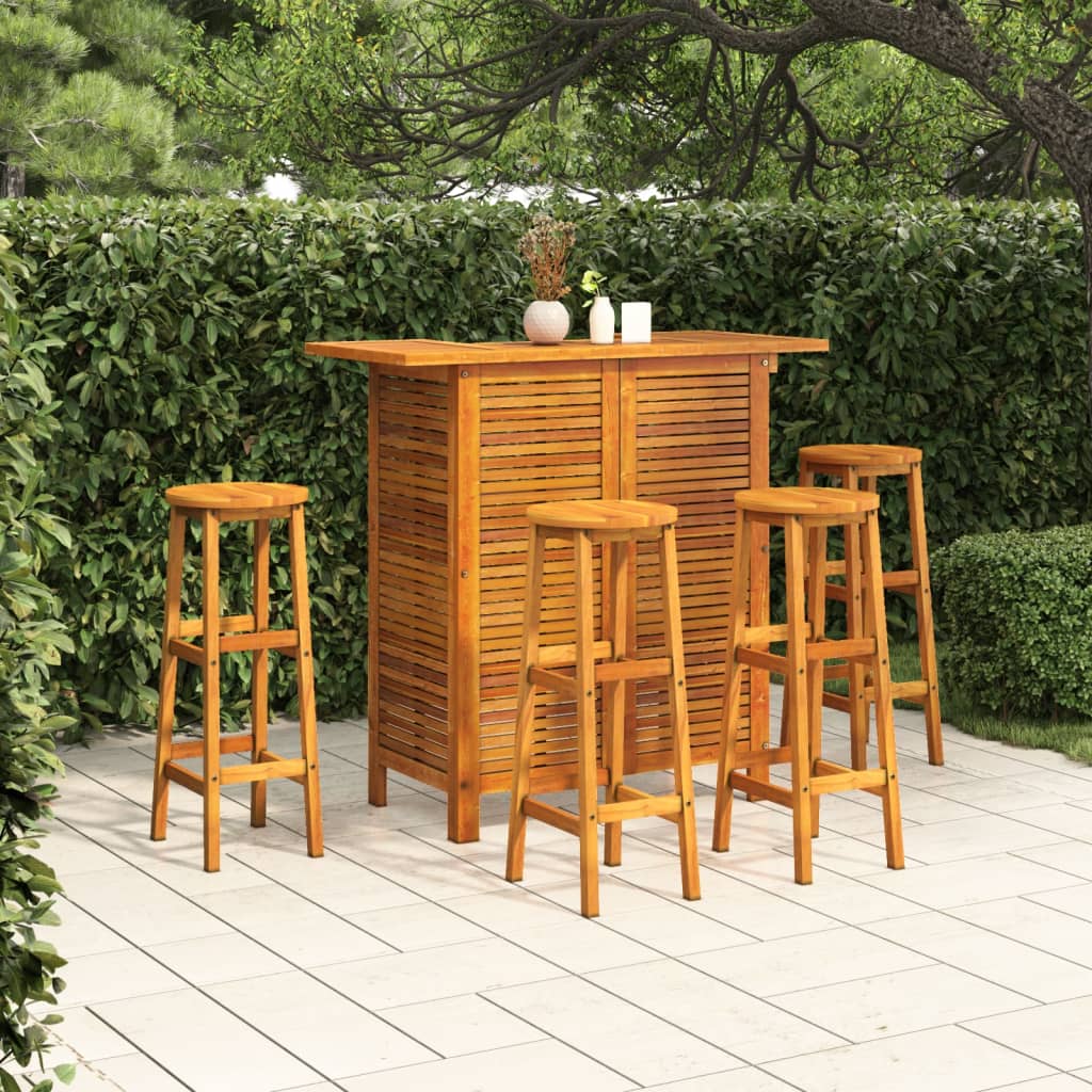 vidaXL Garden Bar Set | Natural wood | Solid Acacia wood | Standard | Footrest