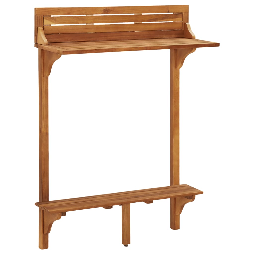 vidaXL Balcony Bar Set | Natural wood | Solid Acacia wood | Medium | Footrest