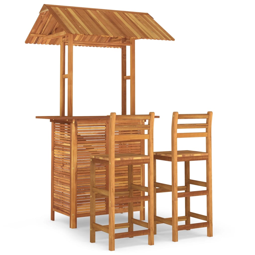 vidaXL Garden Bar Set | Natural wood | Solid acacia wood | Medium | Footrest