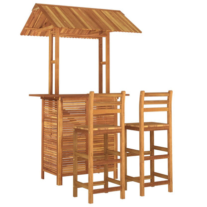 vidaXL Garden Bar Set | Natural wood | Solid acacia wood | Medium | Footrest