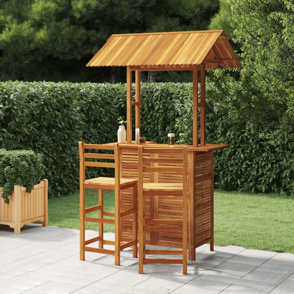 vidaXL Garden Bar Set | Natural wood | Solid acacia wood | Medium | Footrest