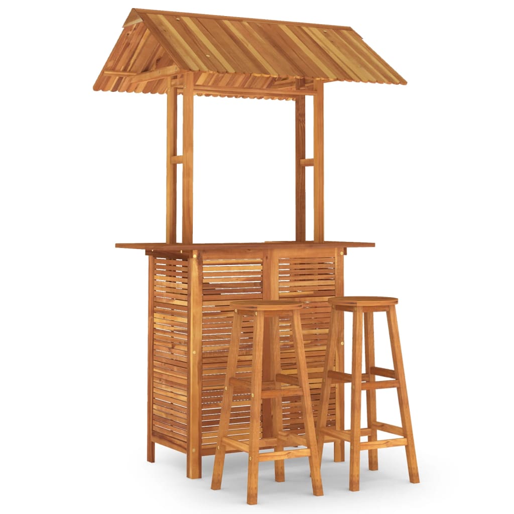 vidaXL Garden Bar Set | Brown | Solid Acacia wood | Medium | Footrest