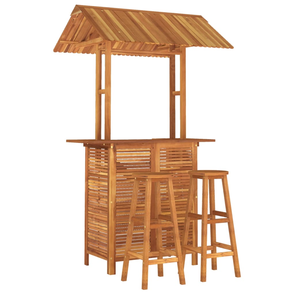 vidaXL Garden Bar Set | Brown | Solid Acacia wood | Medium | Footrest