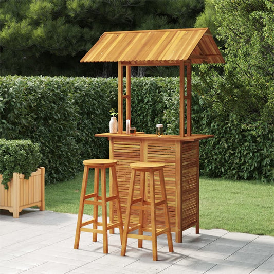 vidaXL Garden Bar Set | Brown | Solid Acacia wood | Medium | Footrest