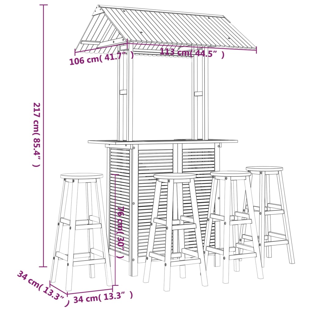 vidaXL Garden Bar Set | Natural Wood | Solid Acacia Wood | Large | Durable