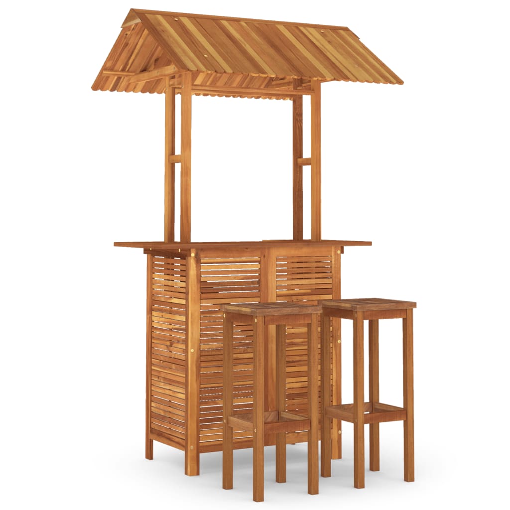 vidaXL Garden Bar Set | Natural wood | Solid Acacia wood | Large | Footrest