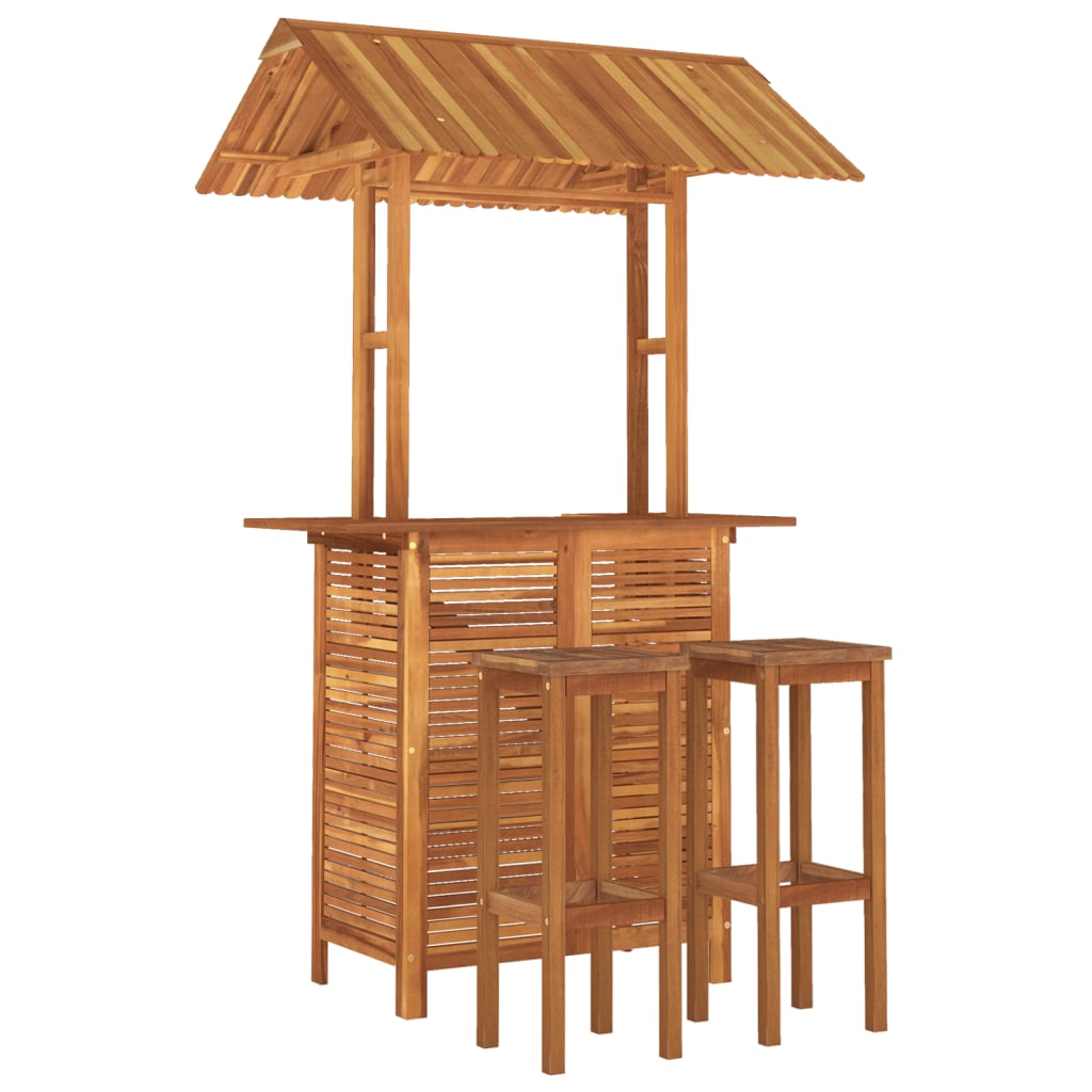 vidaXL Garden Bar Set | Natural wood | Solid Acacia wood | Large | Footrest