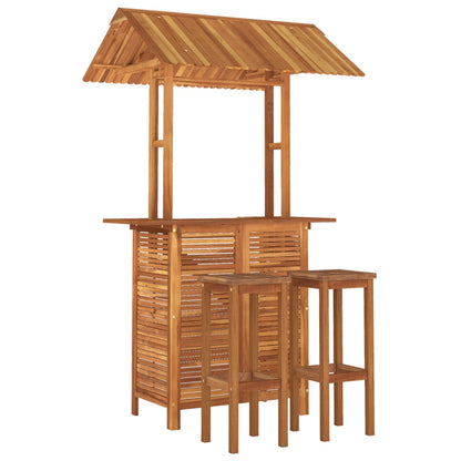 vidaXL Garden Bar Set | Natural wood | Solid Acacia wood | Large | Footrest