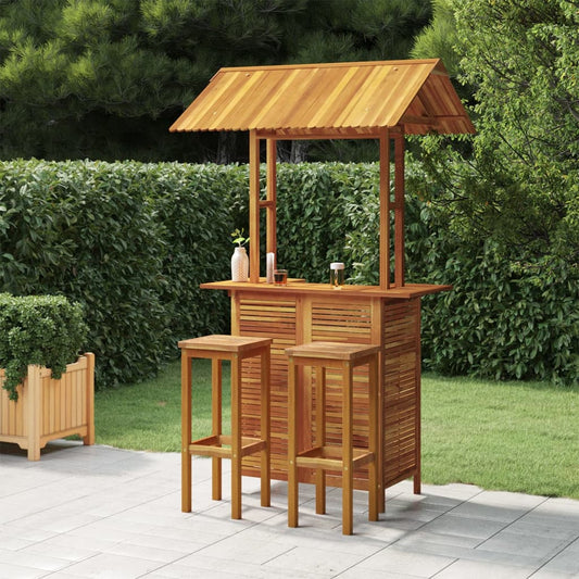 vidaXL Garden Bar Set | Natural wood | Solid Acacia wood | Large | Footrest