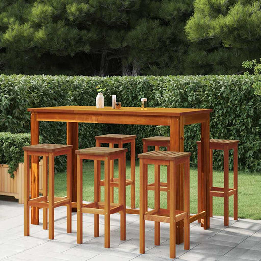 vidaXL Garden Bar Set | Wooden Brown | Solid Acacia wood | Standard | Footrest