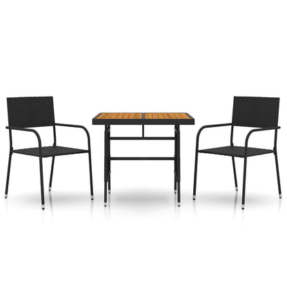 vidaXL Outdoor Dining Set | Black | PE rattan, steel, solid acacia wood