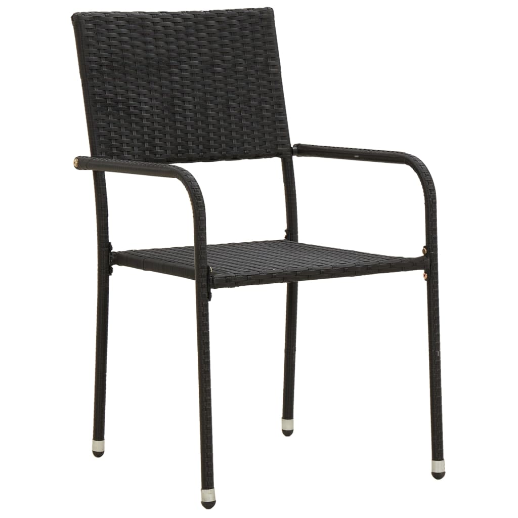 vidaXL Outdoor Dining Set | Black | PE rattan, steel, solid acacia wood