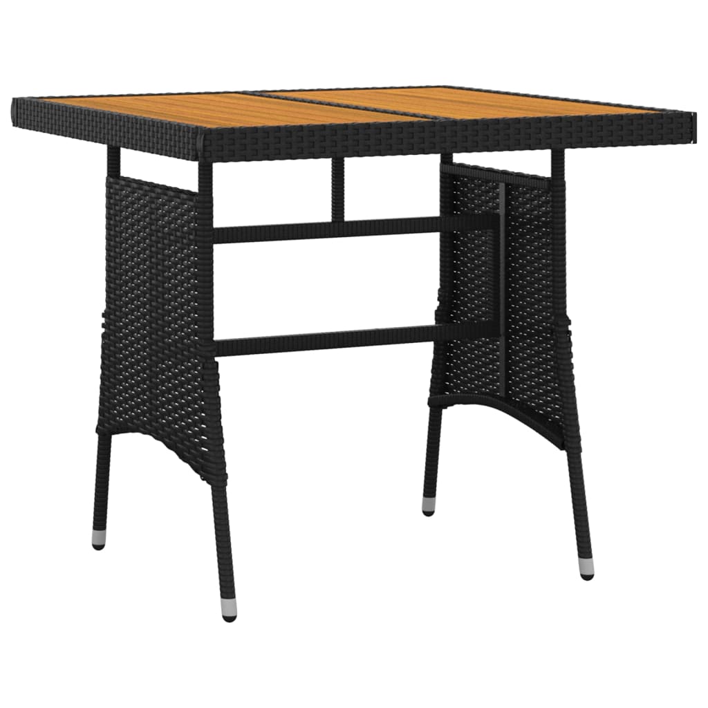 vidaXL Outdoor Dining Set | Black | PE rattan, steel, solid acacia wood