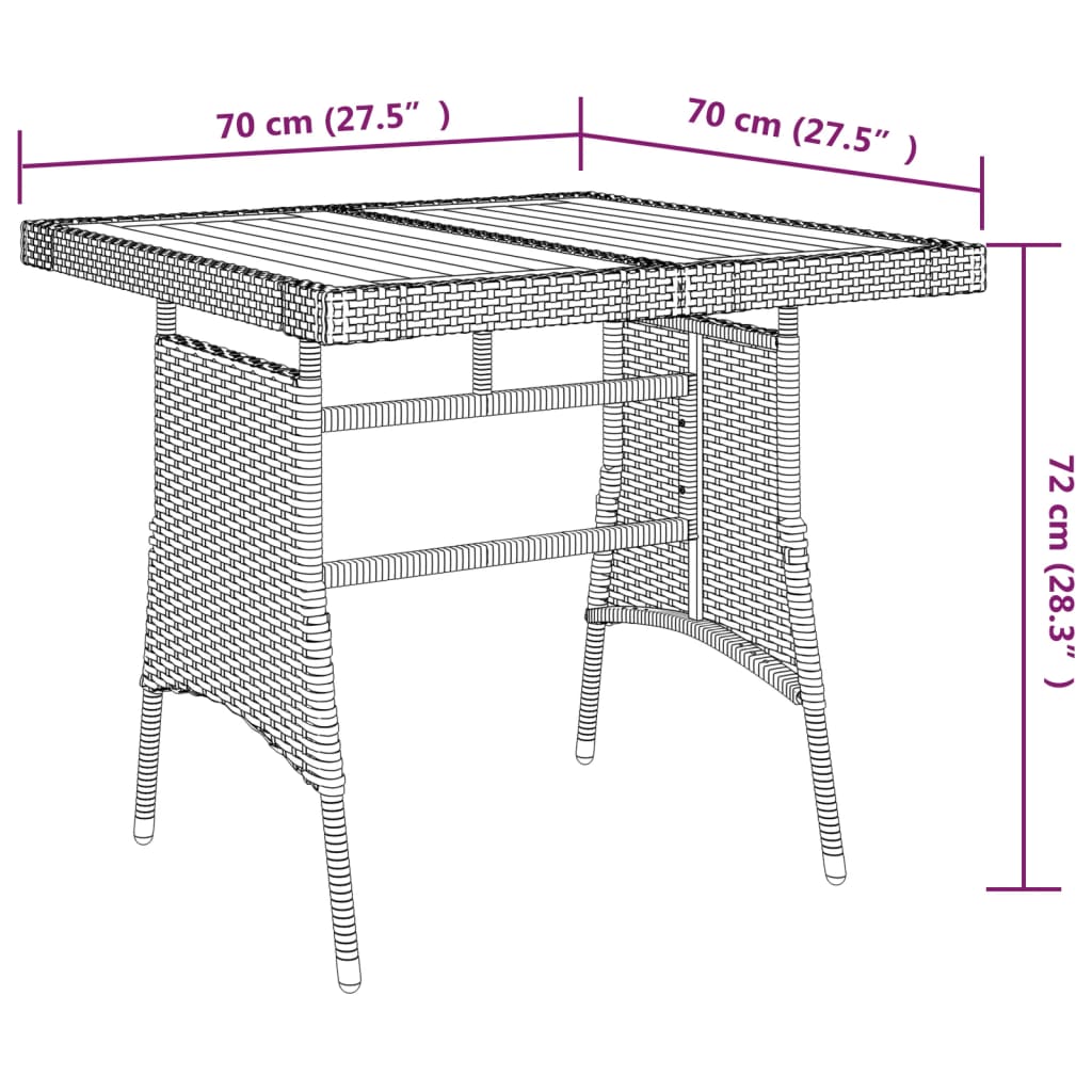 vidaXL Outdoor Dining Set | Black | PE rattan, steel, solid acacia wood