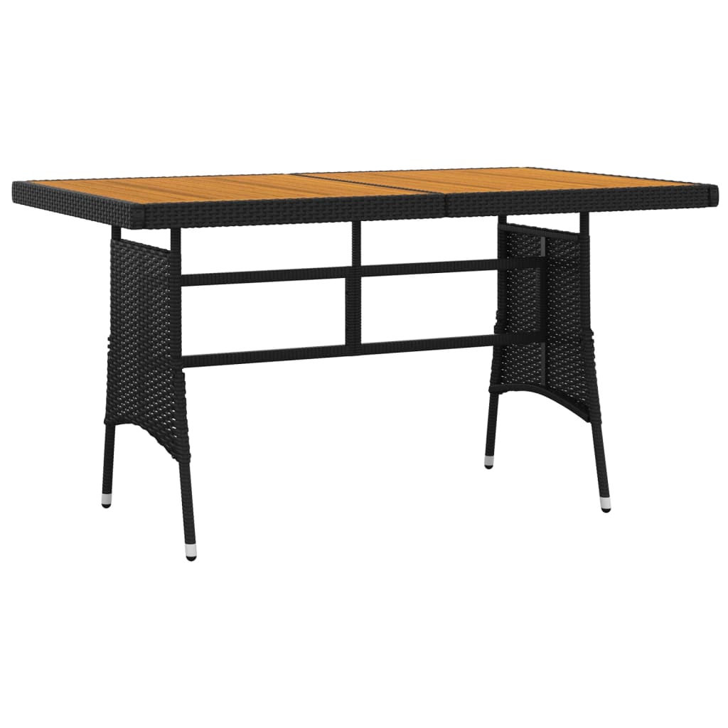 vidaXL Outdoor Dining Set | Black | PE rattan, steel, solid acacia wood | Medium