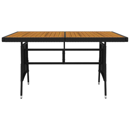 vidaXL Outdoor Dining Set | Black | PE rattan, steel, solid acacia wood | Medium