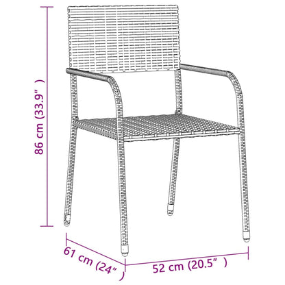 vidaXL Outdoor Dining Set | Black | PE rattan, steel, solid acacia wood | Medium
