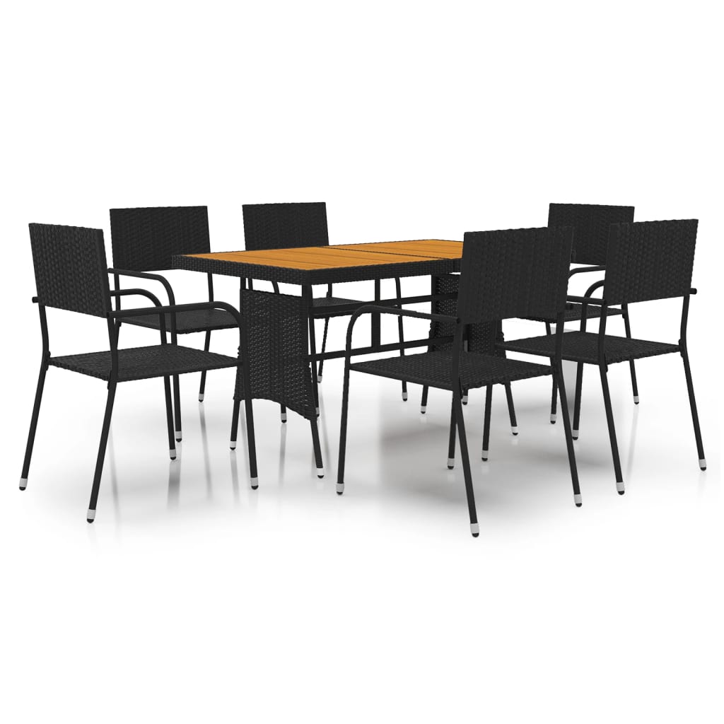 vidaXL Outdoor Dining Set | Black | PE rattan | Large | Ergonomic