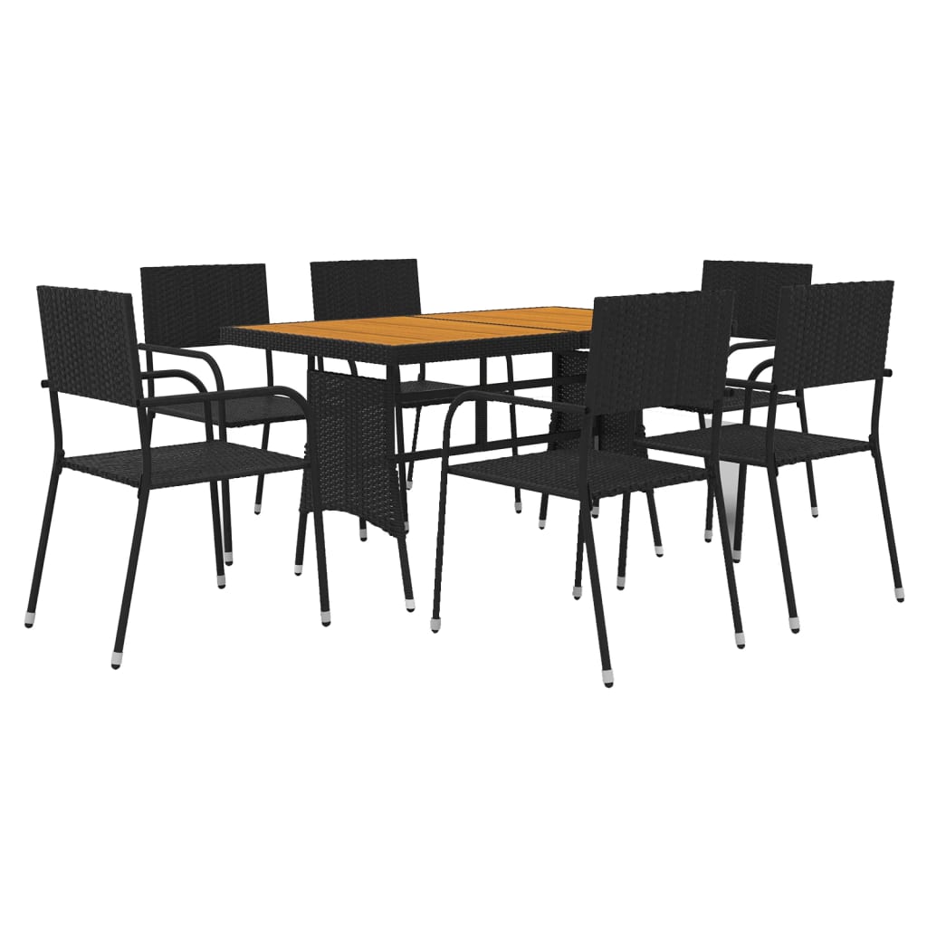 vidaXL Outdoor Dining Set | Black | PE rattan | Large | Ergonomic