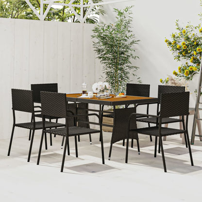 vidaXL Outdoor Dining Set | Black | PE rattan | Large | Ergonomic
