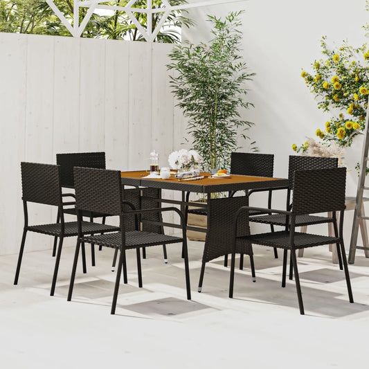 vidaXL Outdoor Dining Set | Black | PE rattan | Large | Ergonomic