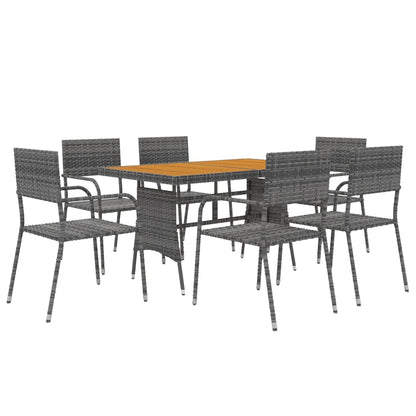 vidaXL Outdoor Dining Set | Grey | PE rattan, steel, solid acacia wood