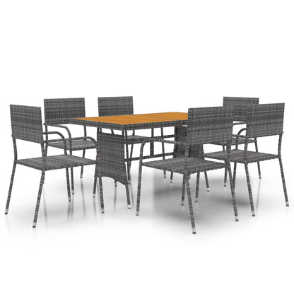 vidaXL Outdoor Dining Set | Grey | PE rattan, steel, solid acacia wood