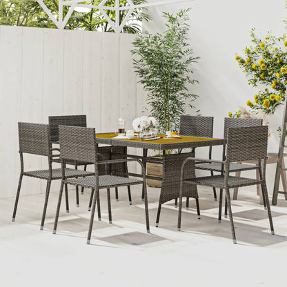 vidaXL Outdoor Dining Set | Grey | PE rattan, steel, solid acacia wood