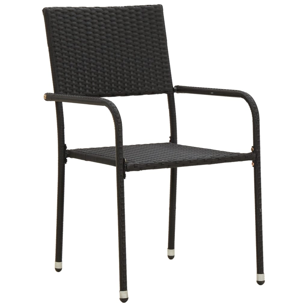 vidaXL Outdoor Dining Set | Black | PE rattan, steel, solid acacia wood