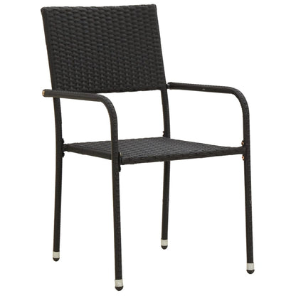 vidaXL Outdoor Dining Set | Black | PE rattan, steel, solid acacia wood
