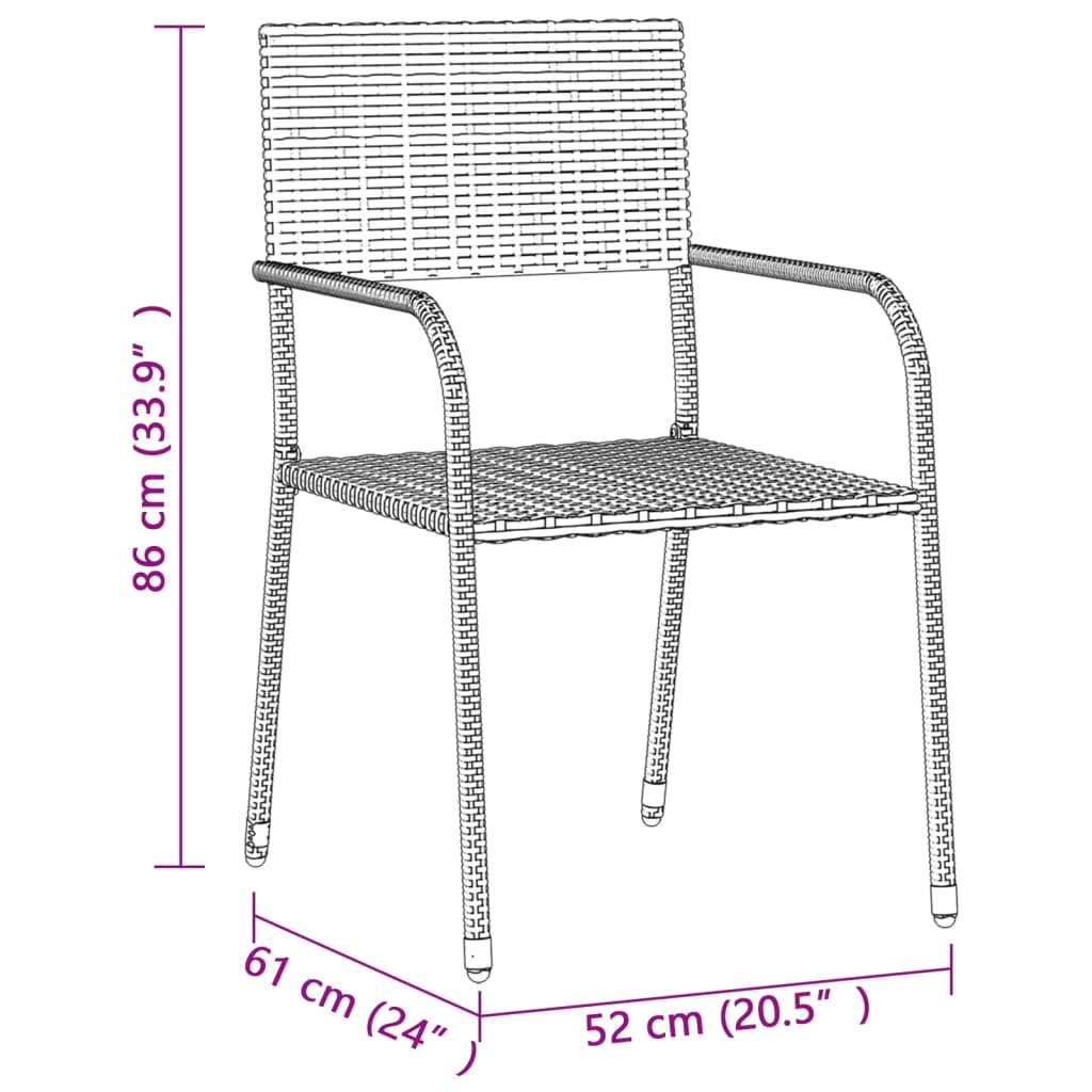 vidaXL Outdoor Dining Set | Black | PE rattan, steel, solid acacia wood