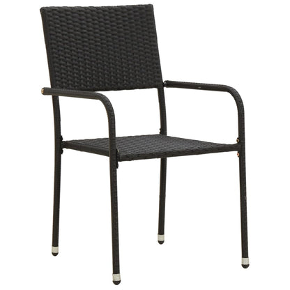 vidaXL Outdoor Dining Set | Black | PE Rattan, Steel, Solid Acacia Wood | Large
