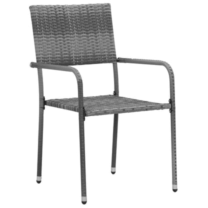 vidaXL Outdoor Dining Set | Grey | PE rattan, steel, solid acacia wood | 7 Piece
