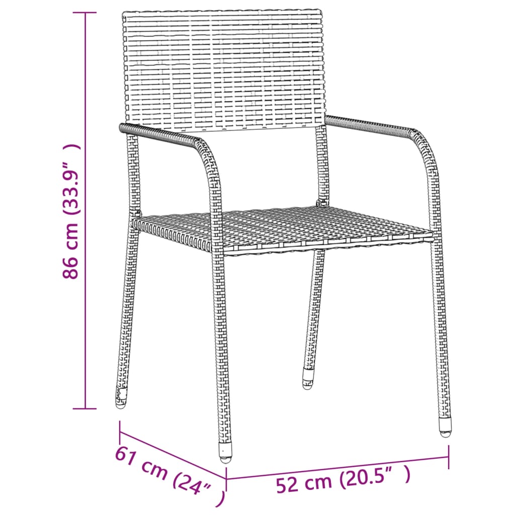 vidaXL Outdoor Dining Set | Grey | PE rattan, steel, solid acacia wood | 7 Piece