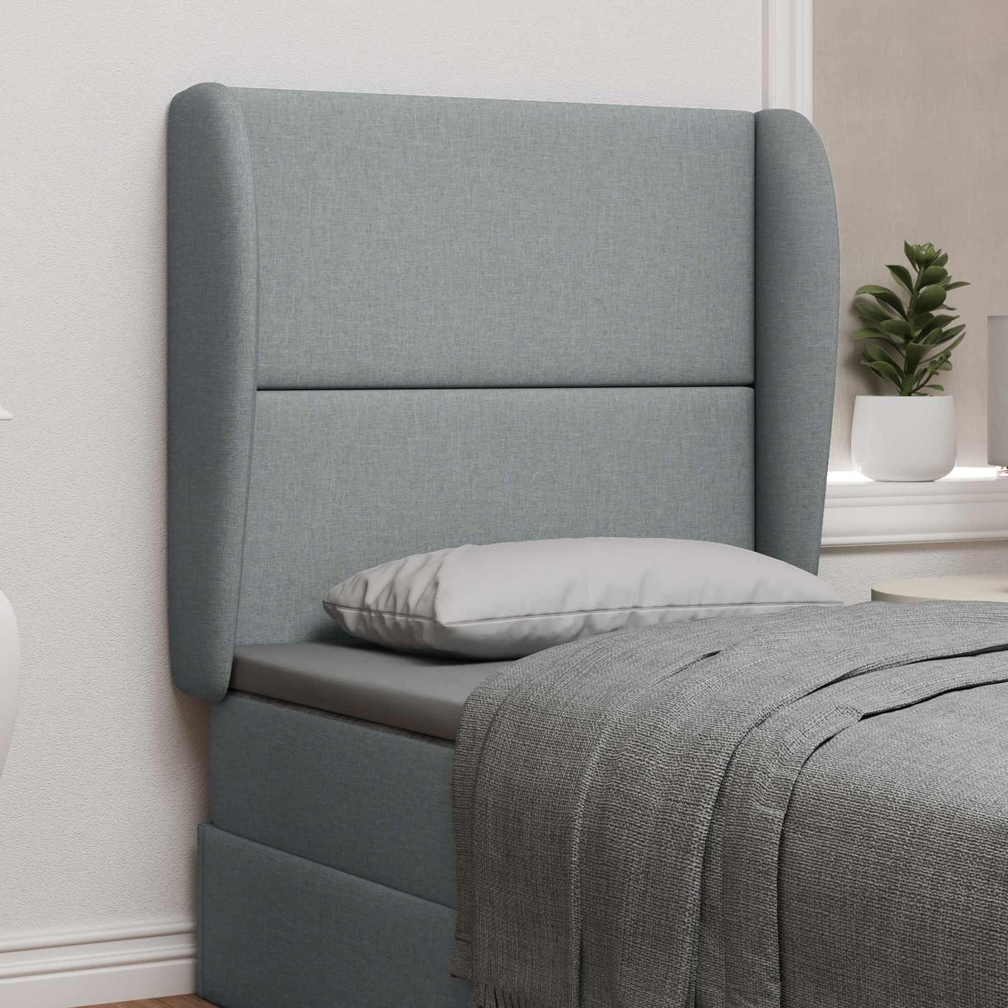 vidaXL Headboard Ear Light Grey 80 x 23 x 6 cm Fabric