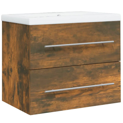 vidaXL Sink Cabinet with Built-in Basin Smoked Oak Engineered Wood