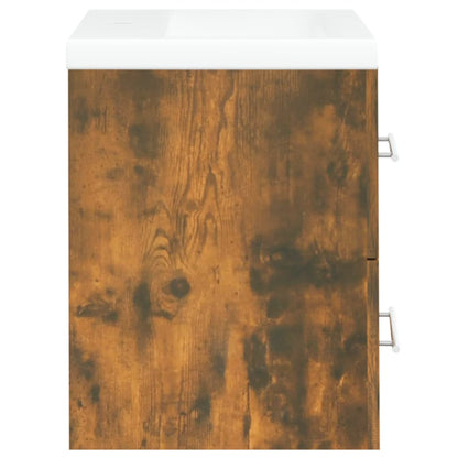 vidaXL Sink Cabinet with Built-in Basin Smoked Oak Engineered Wood