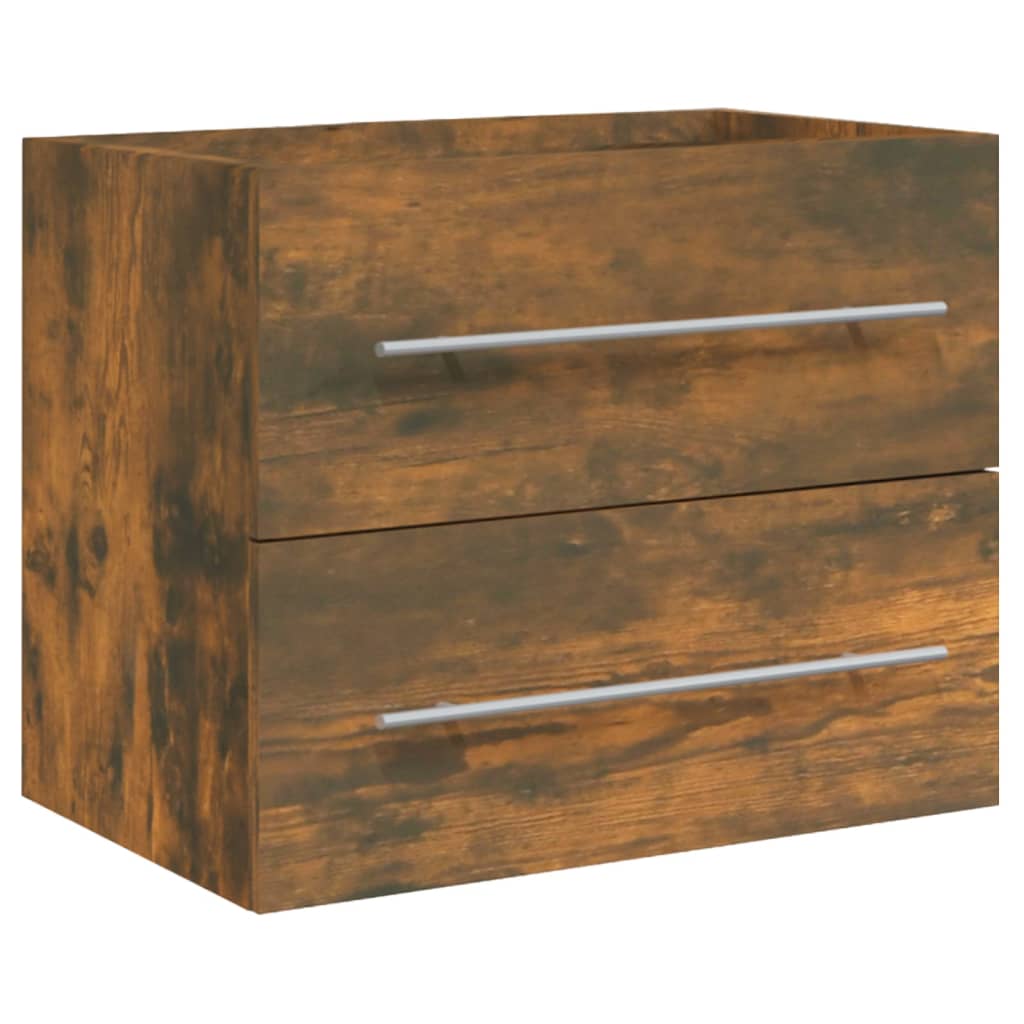 vidaXL Sink Cabinet with Built-in Basin Smoked Oak Engineered Wood